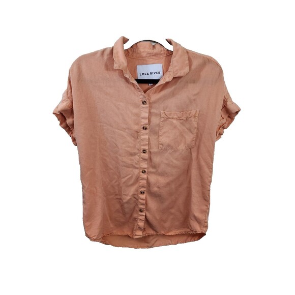 Lola River Tops - Lola River Anthropologie Women S Small Orange Lyocell Button Up Short Sleeve Top